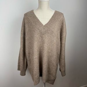 Oversized H&M Tan Wool Blend V Neck Sweater